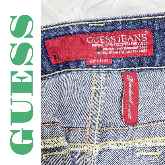 GUESS VINTAGE Y2K DAREDEVIL BOOTCUT FLARE JEANS LOW RISE, SIZE 27 - Picture 8 of 15